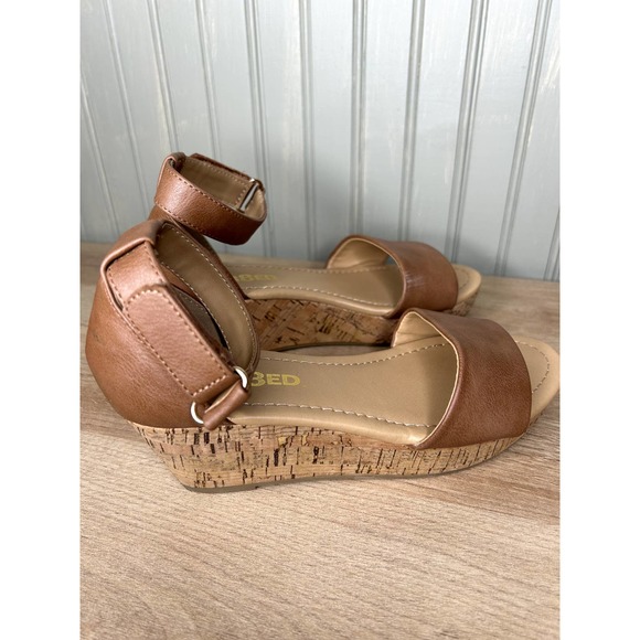 Unr8ed Girls wedge sandals faux leather cork size 3 - Picture 6 of 9